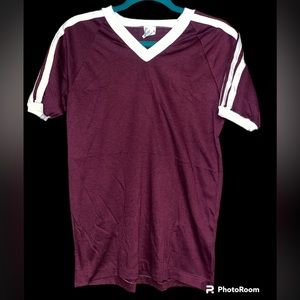 Bantam - Vtg NWOT 1970’s  plum v-neck ringer single stitch never worn dead stock